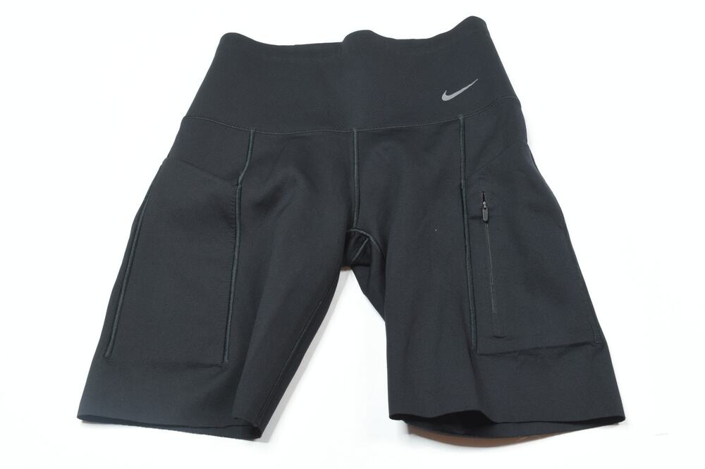 Nike GO High Waisted Biker Shorts Womens Small Black Pull-On Firm Support Gym
